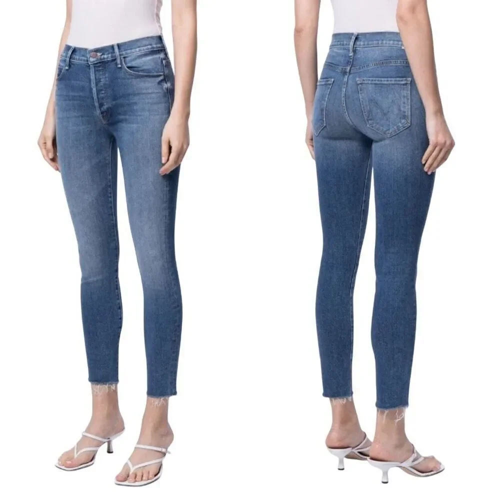 Mother The Stunner Ankle Fray Graffiti Girl Jeans 29 Medium Wash - Picture 1 of 14